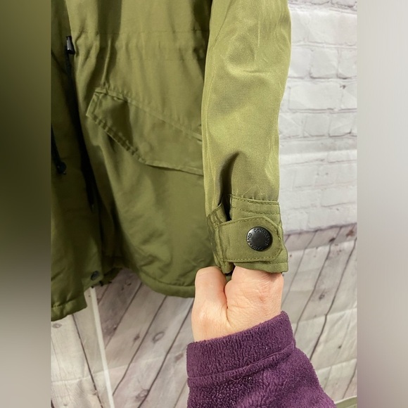 Coffee Shop New York Womens Size Large Olive Green Sherpa Lined Hooded Jacket - Picture 11 of 13